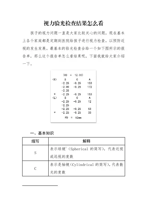 视力验光检查报告单怎么看