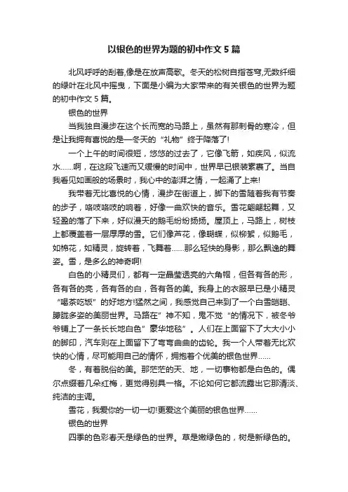 以银色的世界为题的初中作文5篇