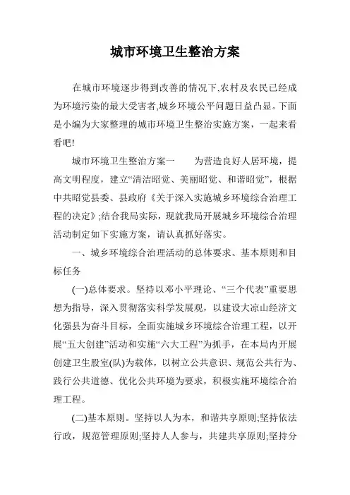 城市环境卫生整治方案