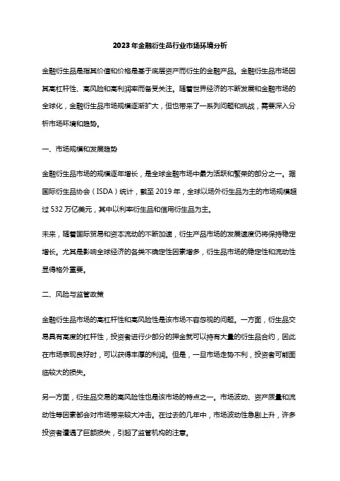 2023年金融衍生品行业市场环境分析