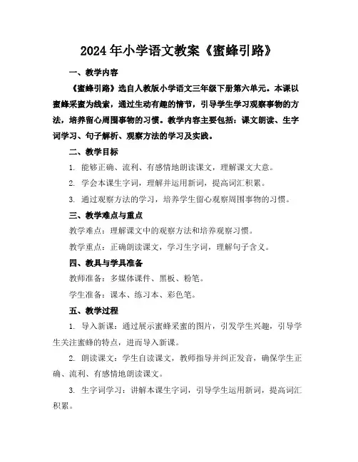 2024年小学语文教案《蜜蜂引路》