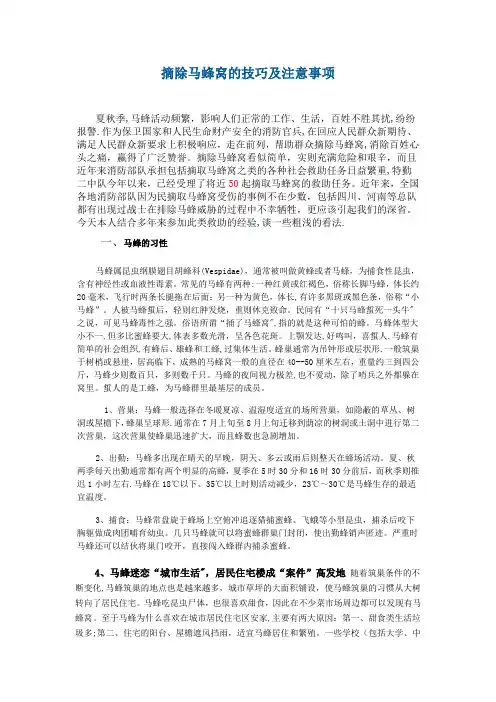 摘除马蜂窝的技巧及注意事项
