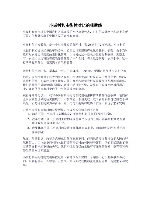 小岗村和南街村对比的观后感