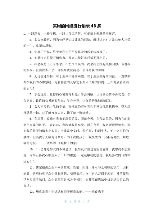 实用的网络流行语录48条
