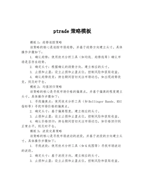 ptrade策略模板