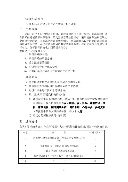 matlab对语音信号的频谱分析及滤波资料