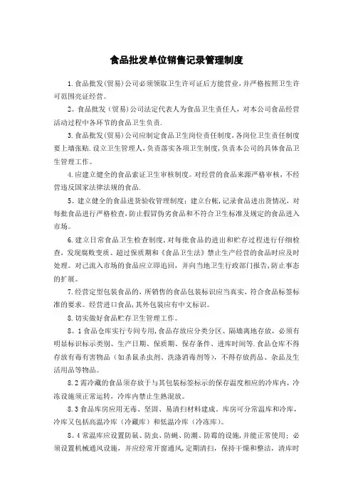 食品批发销售记录管理制度(范文)