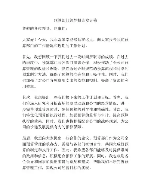 预算部门领导报告发言稿