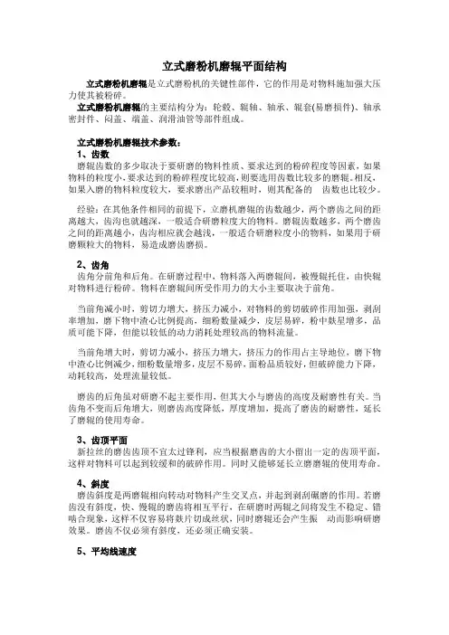 立式磨粉机磨辊平面结构