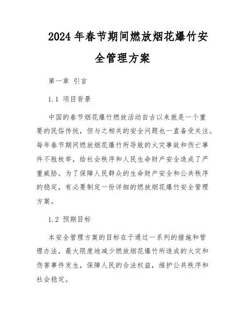 2024年春节期间燃放烟花爆竹安全管理方案