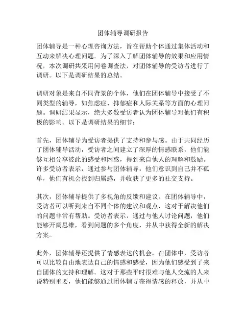 团体辅导调研报告