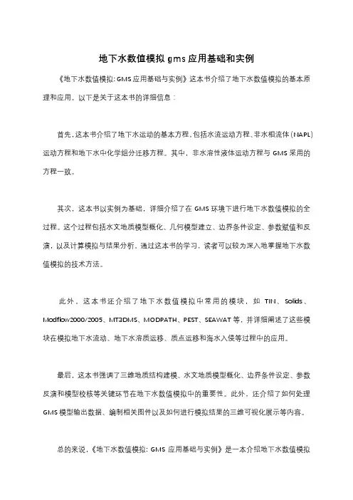地下水数值模拟gms应用基础和实例