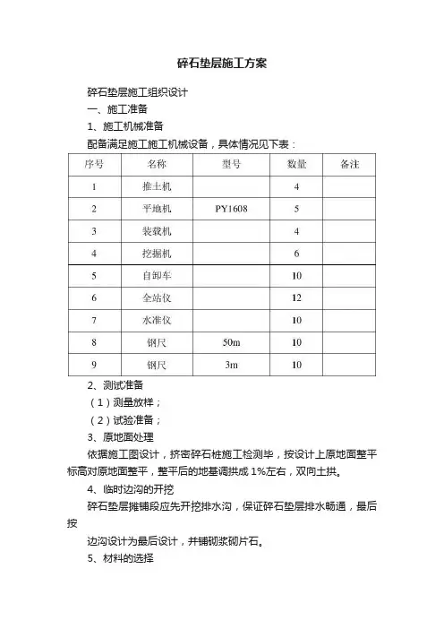 碎石垫层施工方案