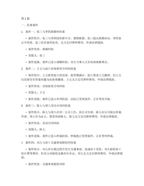 法律援助案件目录(3篇)