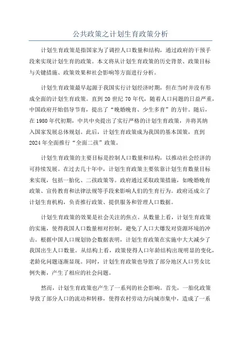 公共政策之计划生育政策分析