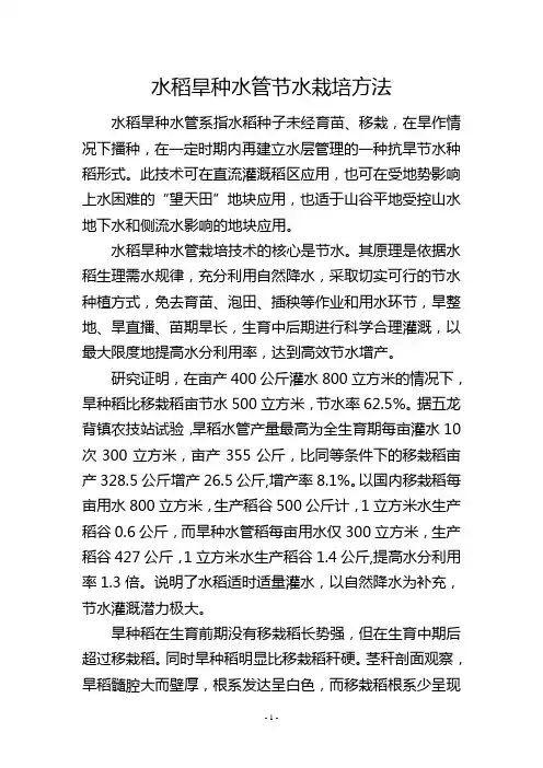 水稻旱种水管节水栽培方法