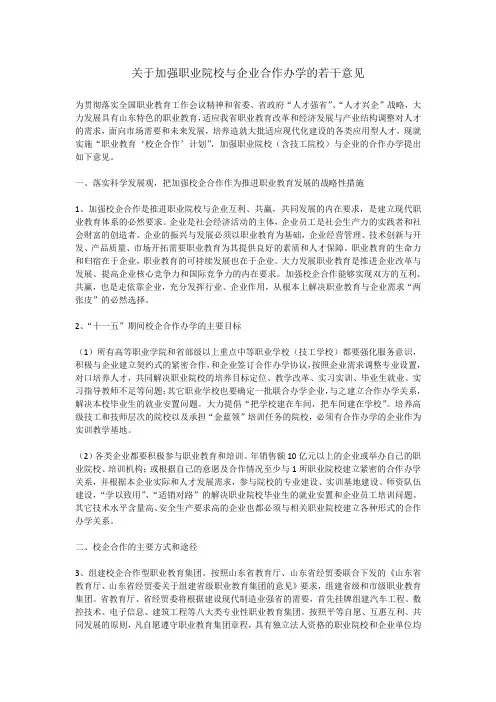 加强职业院校办学的若干意见