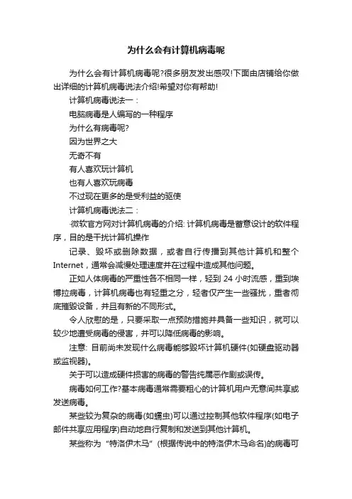 为什么会有计算机病毒呢