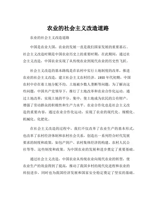 农业的社会主义改造道路