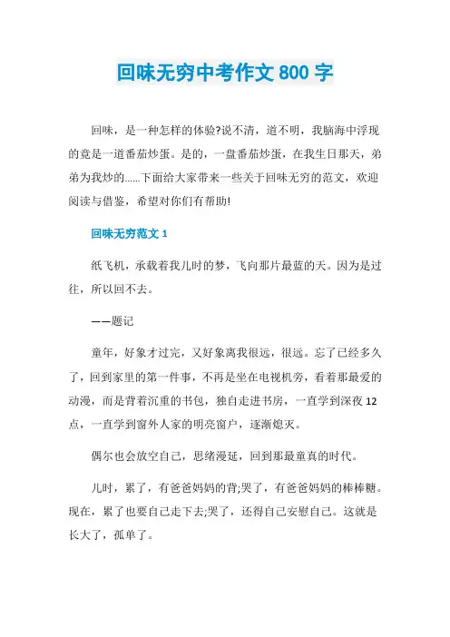 回味无穷中考作文800字
