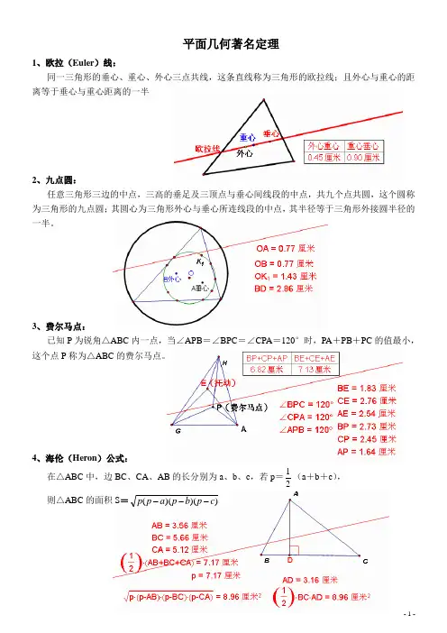 著名的平面几何定理