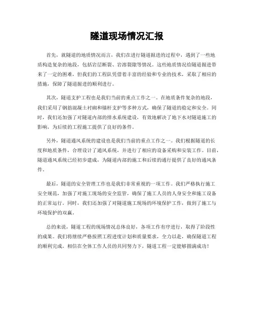 隧道现场情况汇报
