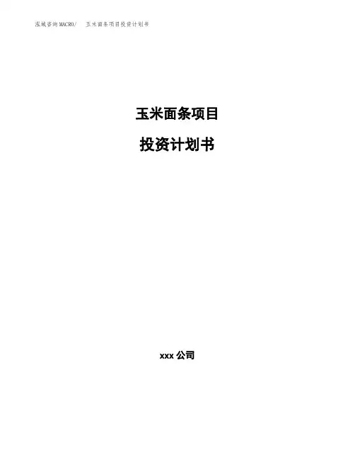 玉米面条项目投资计划书