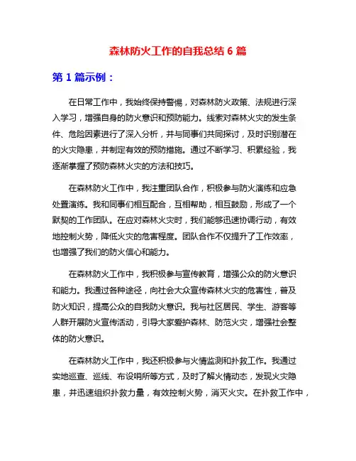 森林防火工作的自我总结6篇