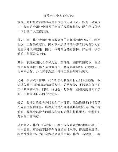 探放水工个人工作总结