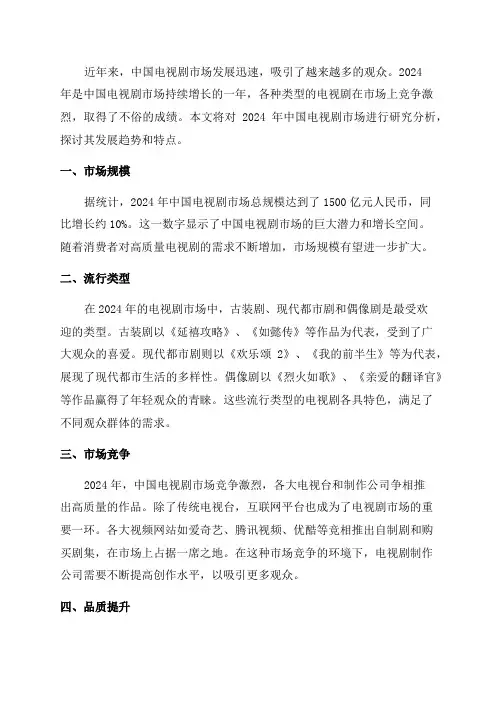 2024年版中国电视剧市场研究分析报告