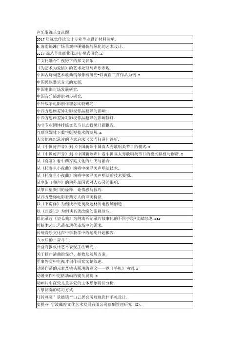声乐影视论文选题