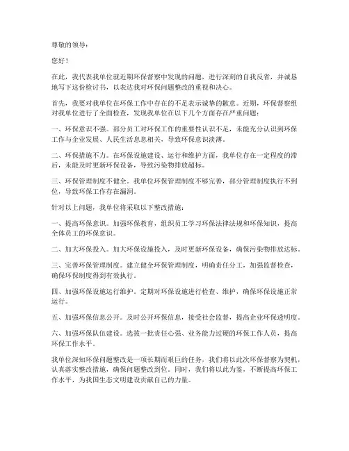 环保督察问题_检讨书范文