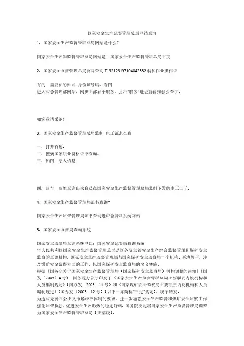 国家安全生产监督管理总局网站查询安全生产
