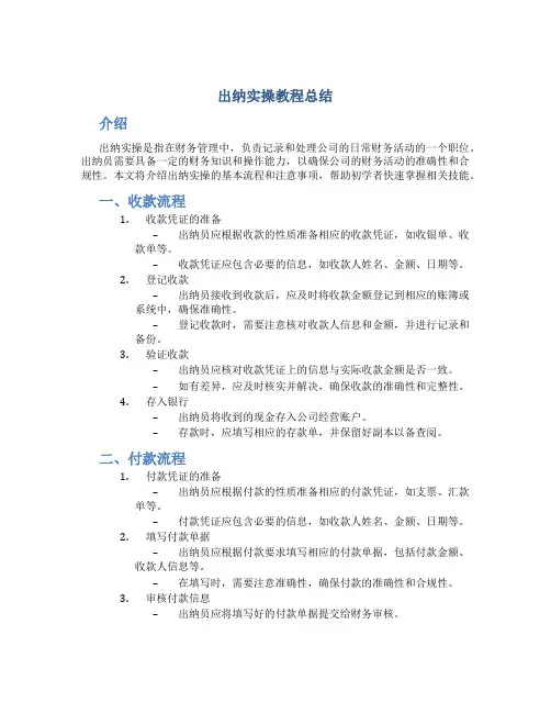 出纳实操教程总结