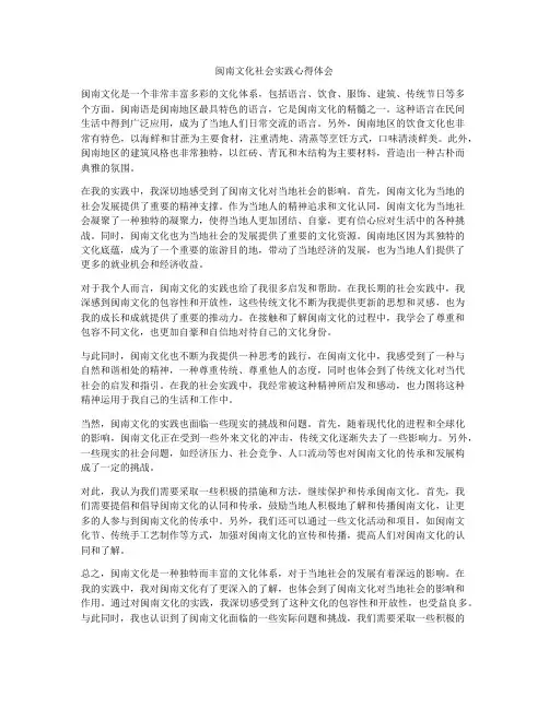 闽南文化社会实践心得体会