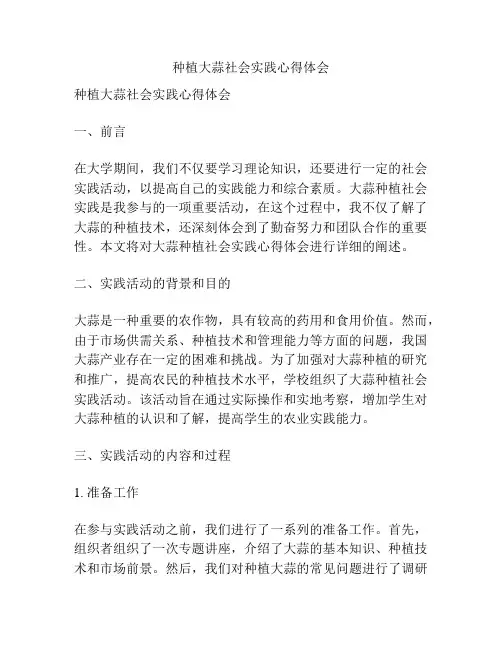 种植大蒜社会实践心得体会