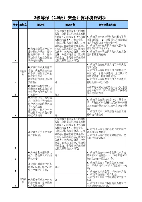 等保2.0(3级)安全计算环境评测项与详细评测步骤