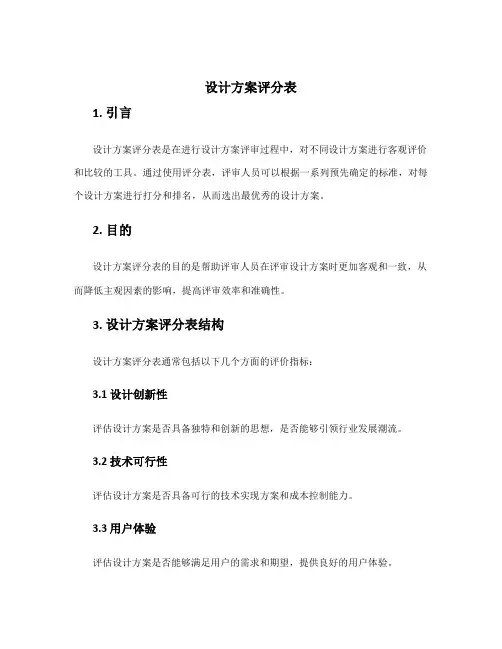 设计方案评分表