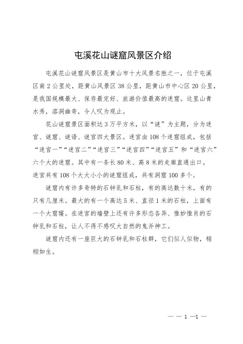 屯溪花山谜窟风景区介绍
