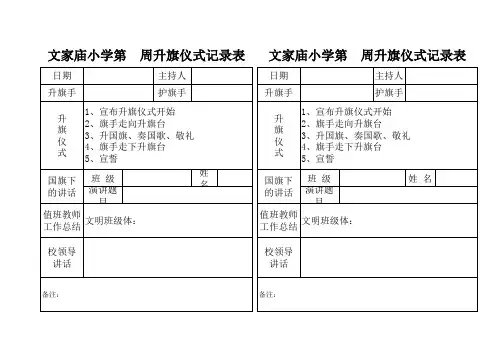 常用升国旗仪式表格