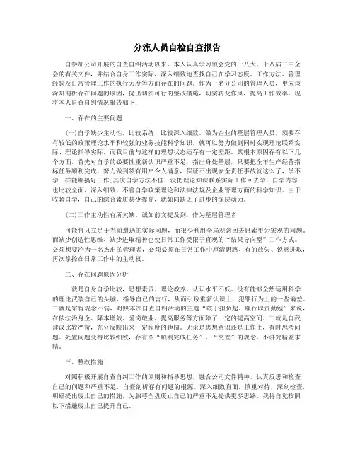 分流人员自检自查报告