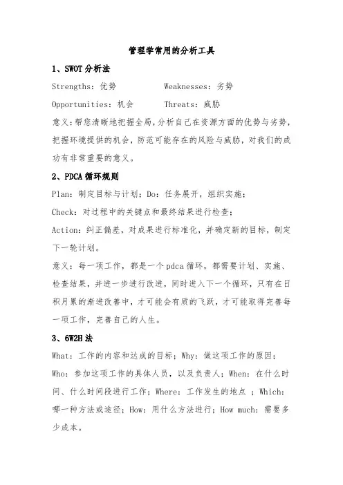 管理学常用的分析工具