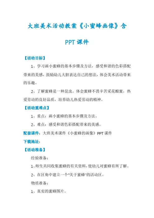 大班美术活动教案《小蜜蜂画像》含PPT课件