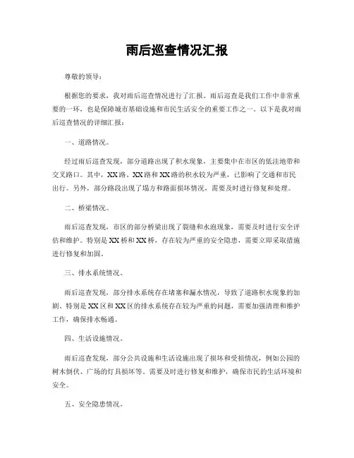 雨后巡查情况汇报