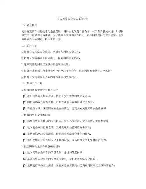 公安网络安全大队工作计划