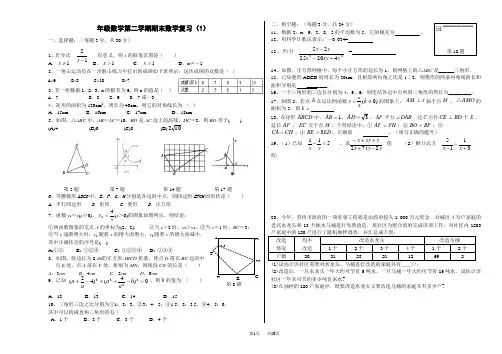 初中数学八年级数学第二学期期末数学复习(5)