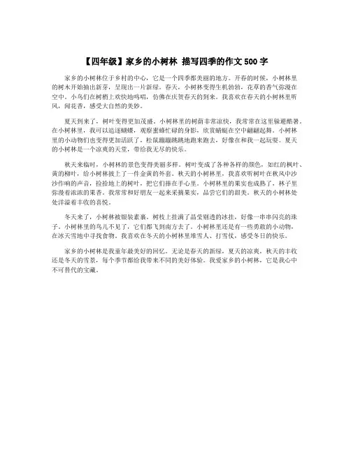 【四年级】家乡的小树林 描写四季的作文500字