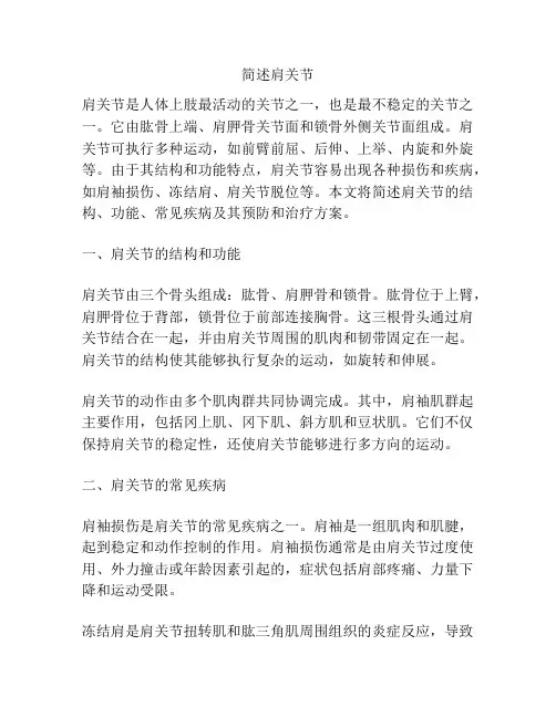 简述肩关节