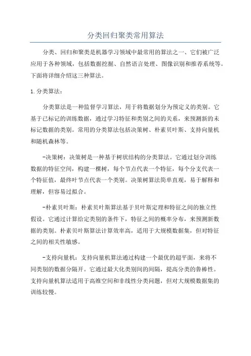 分类回归聚类常用算法