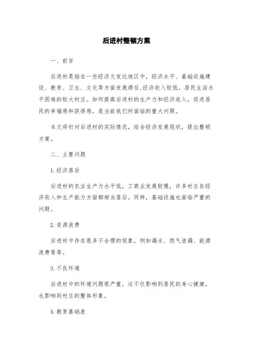 后进村整顿方案